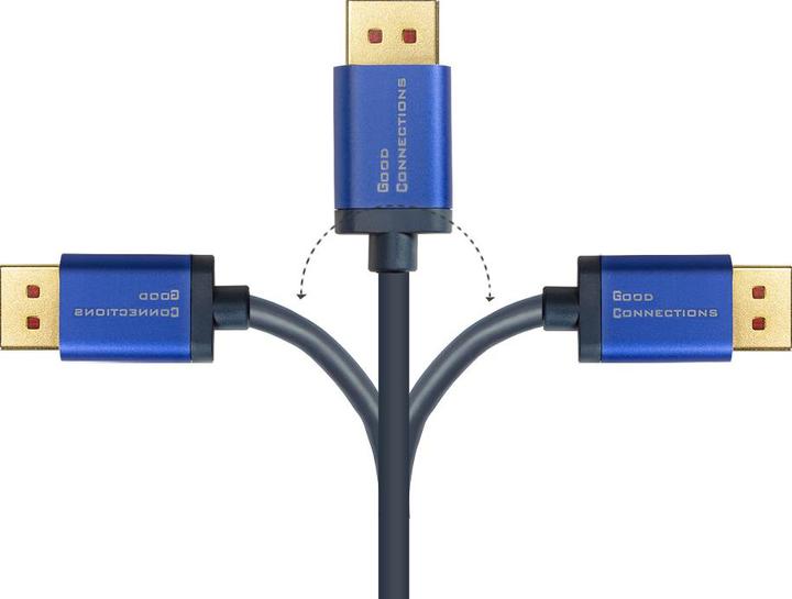Produktbild Good Connections GC 4860-SF020B DP 1.4 auf HDMI 2.0 A Stecker,4K@60Hz, 2 m, blau (2 m, HDMI, 2.0)