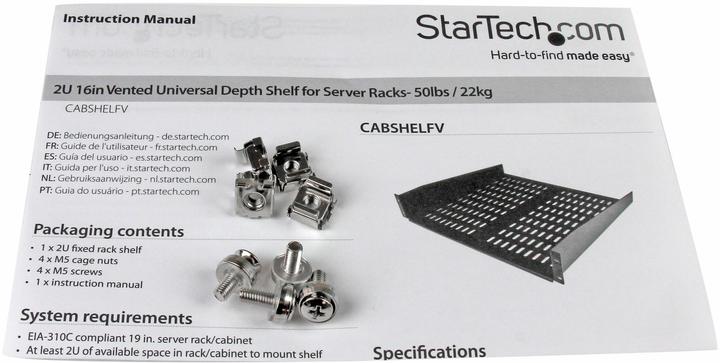 Produktbild StarTech 2U 16 RACK MOUNT SHELF