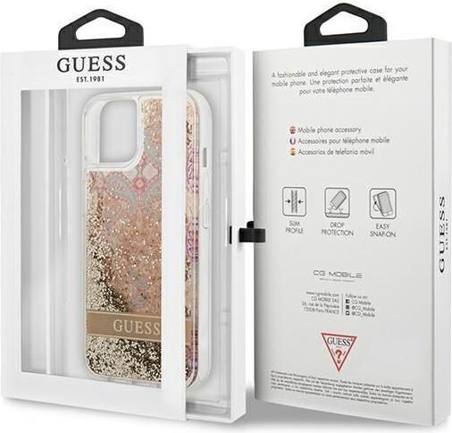 Produktbild Guess GUHCP13SLFLSD iPhone 13 Mini 5.4 "Zloty / Gold Hard Paisley Liquid Glitter Case (Apple iPhone 13 mini)