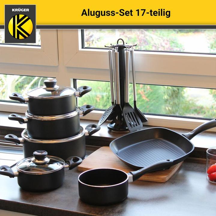 Produktbild Krüger Set Aluguss-Kochgeschirr (28 cm, Pfannenset + Topfset, Aluminiumguss)