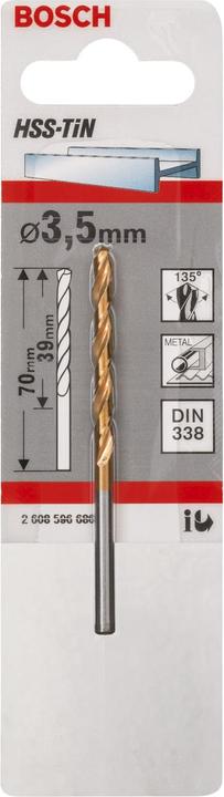 Actual product image Bosch Professional Zubehör Metal drill HSS-TiN, DIN 338, 3.5 x 39 x 70 mm (3.5 mm)