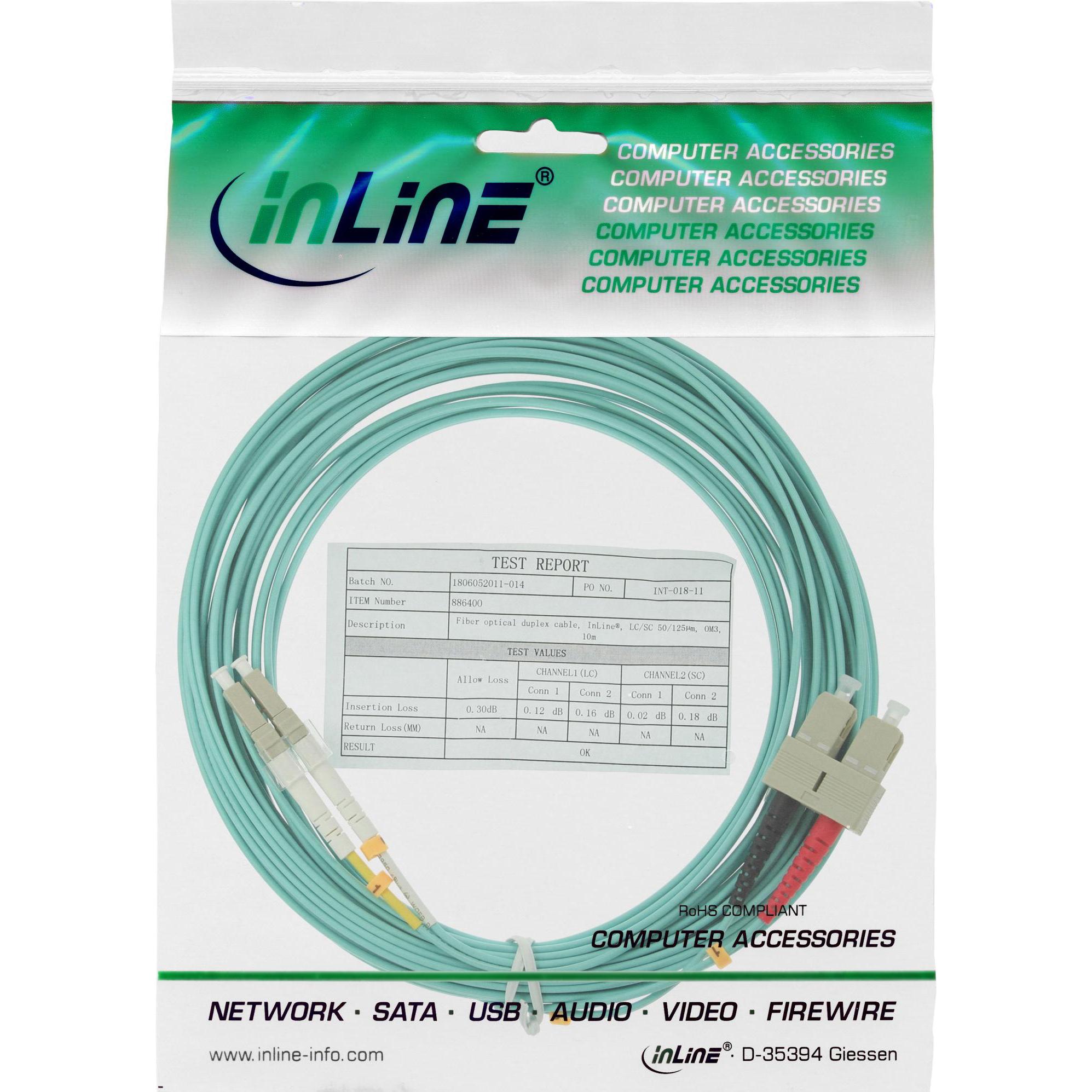 Thumbnail - InLine LWL Duplex Kabel LC/SC 50/125um OM3 25m (CAT6, 25 m), Netzwerkkabel