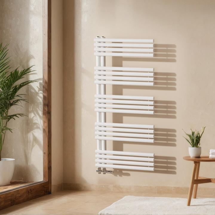 Actual product image Emke Towel radiator 1265×600mm with side connection, bathroom radiator, towel rail, towel warmer in (776 W)