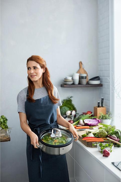 Produktbild WMF Kochtopf Dampfgarer rund 28cm Glasdeckel Silikonrand Vitalis Edelstahl