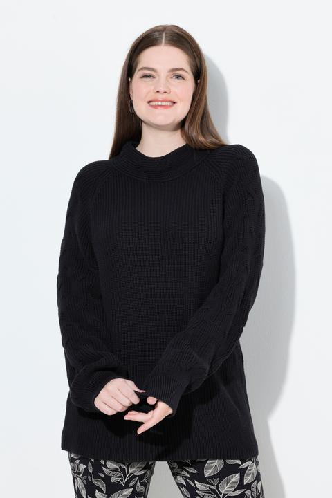 Produktbild Ulla Popken Pullover, Zopfmuster, Stehkragen, Langarm (60)