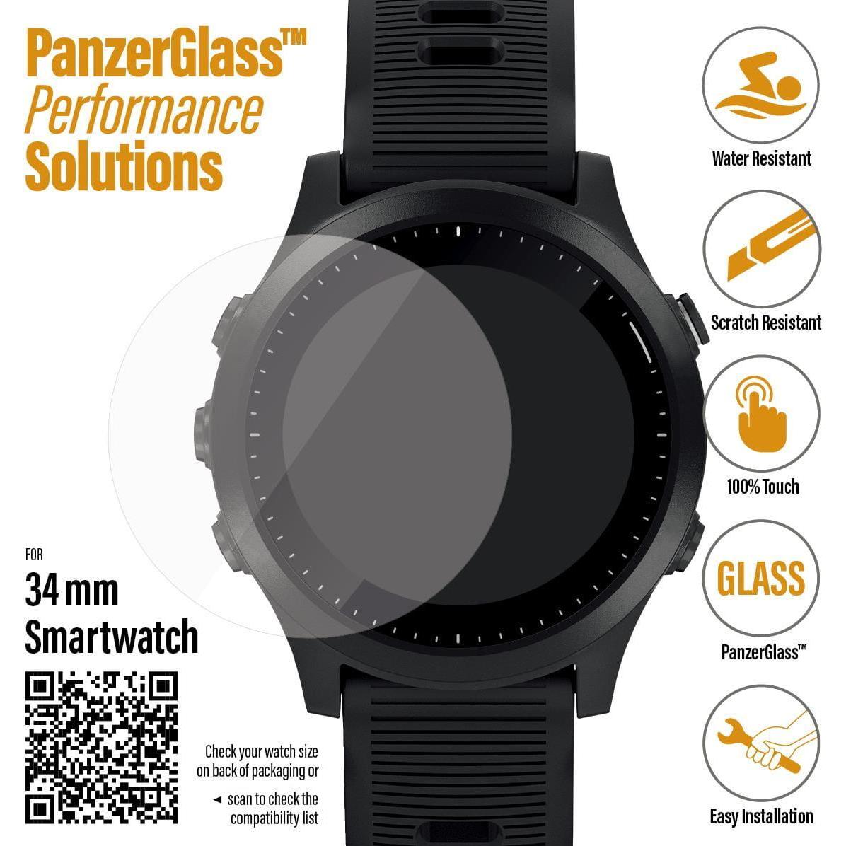 PanzerGlass Displayschutz 34 mm Smartwatches, Smartwatch Schutzfolie, Transparent