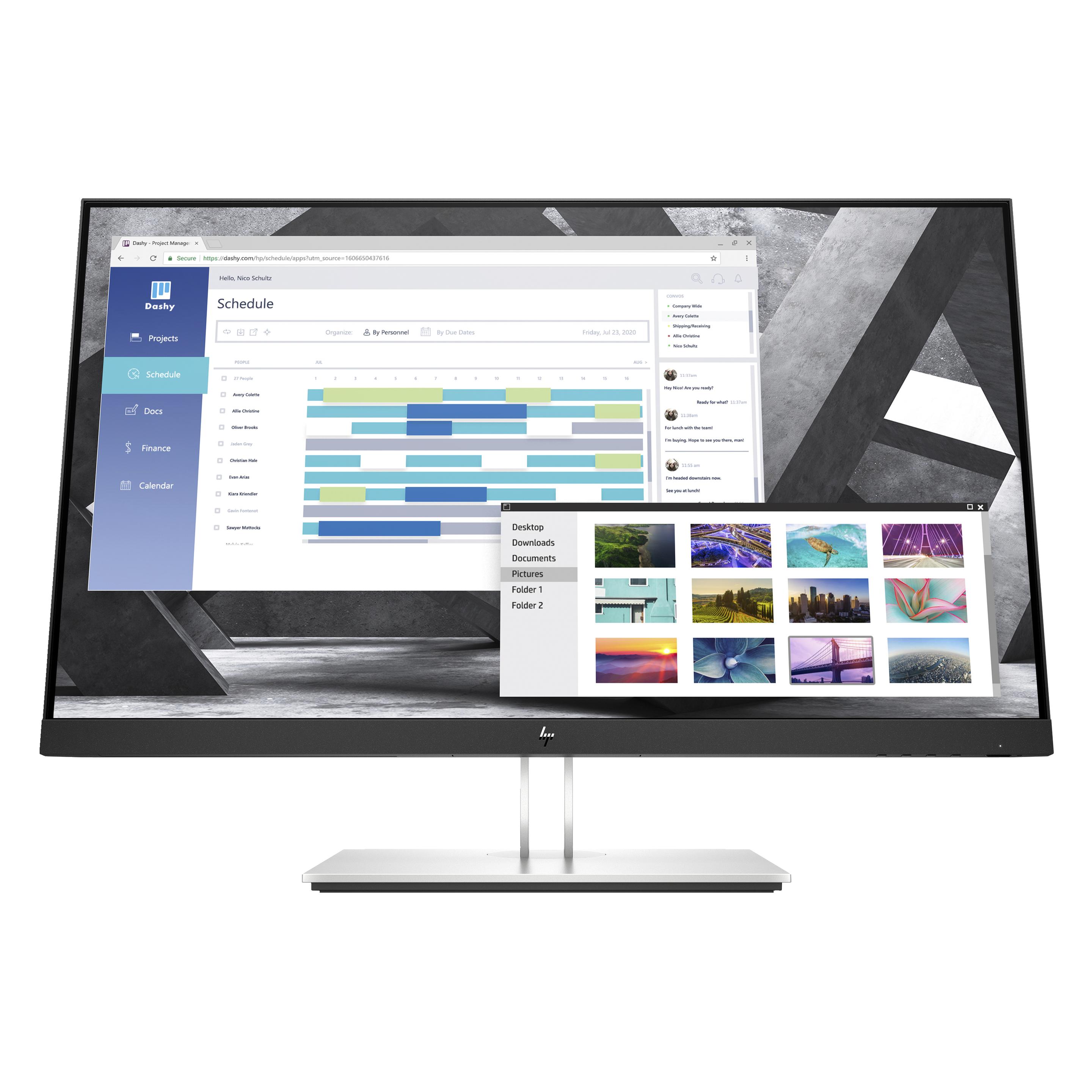 HP E27Q G4 (2560 x 1440 Pixel, 27"), Monitor, Schwarz, Silber