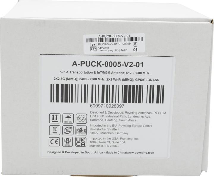 Productafbeelding Poynting 43087 - A-PUCK-0005-V2-01 zwart, 5-in-1 IoT camper voertuig antenne (5G, GPS, Lora)