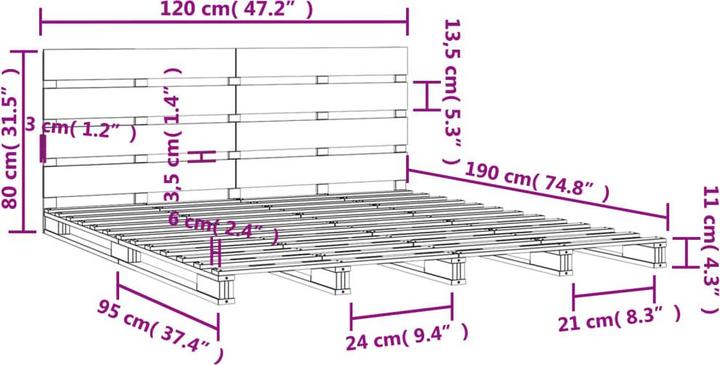 Image du produit vidaXL Bettgestell (120 x 190 cm)