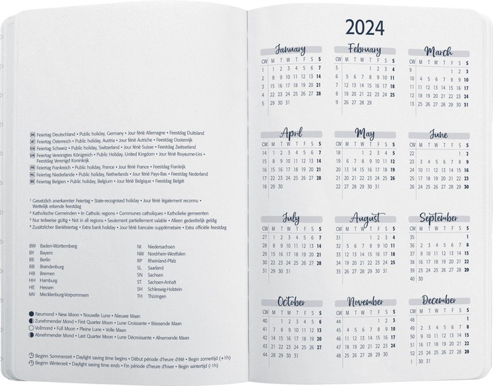 Image du produit Jolie Agenda de poche motif (9,5 x 15 cm, Allemand, Français, Italien, Anglais)