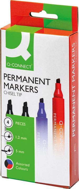 Image du produit Q-Connect Marqueur permanent à pointe biseautée (4x)