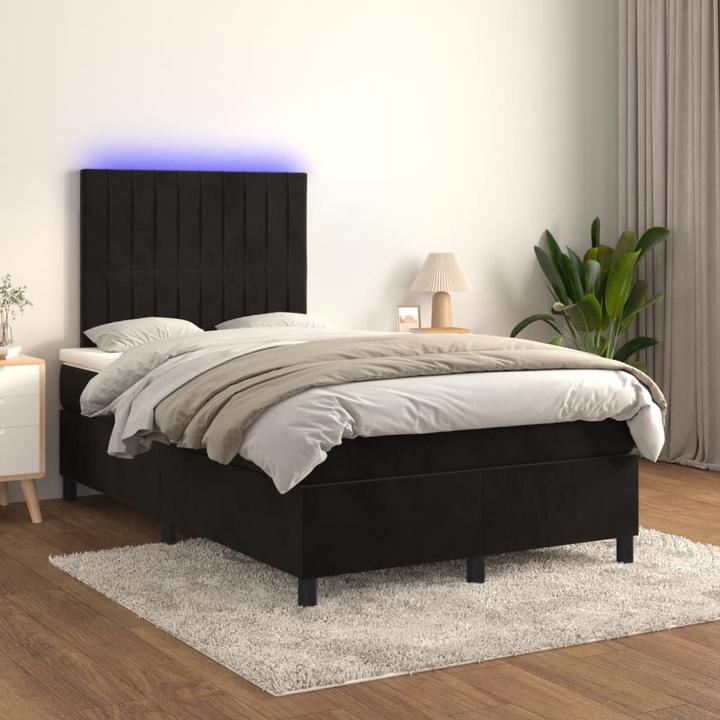 Produktbild vidaXL Bo x springbett mit Matratze & LED 120 x 190 cm Samt (120 x 190 cm)