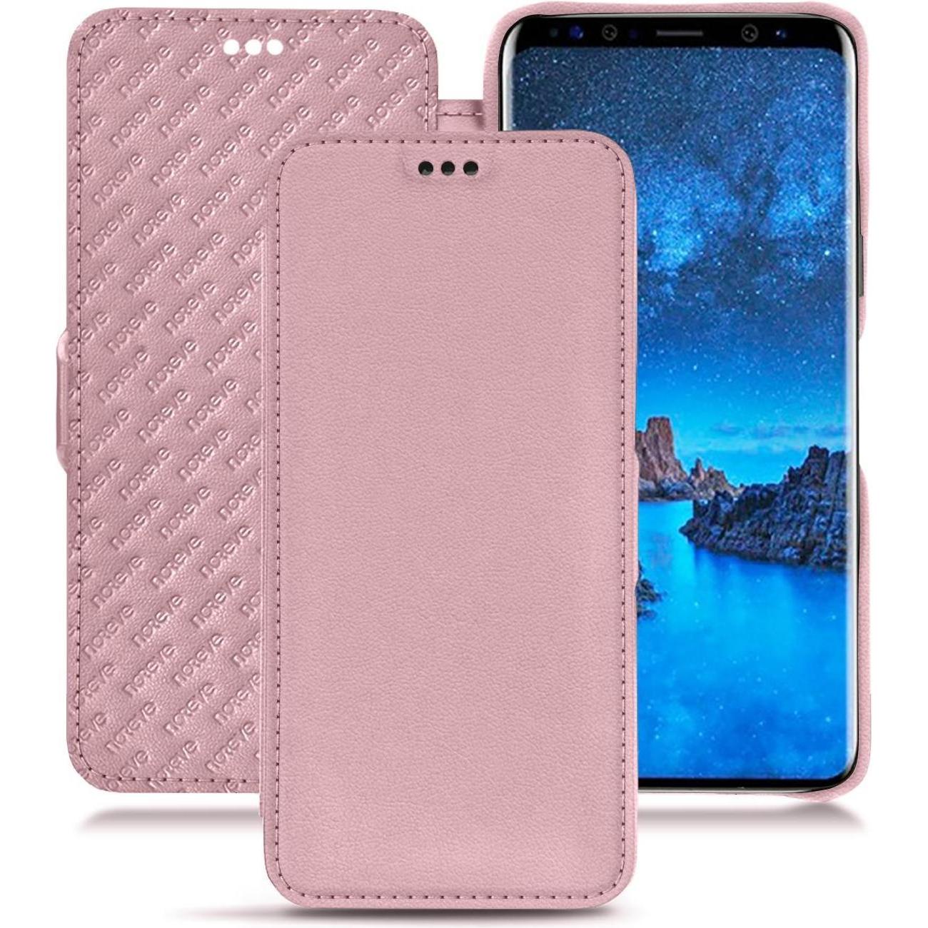 Noreve Lederschutzhülle horizontal (Samsung Galaxy S9), Smartphone Hülle, Rosa