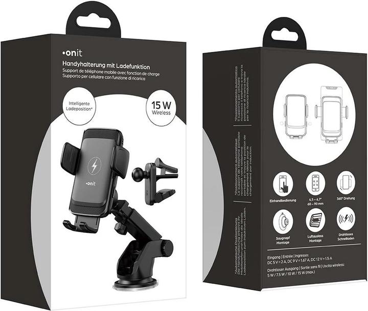 Image du produit Onit Support de téléphone portable Smart avec fonction de charge, fixation