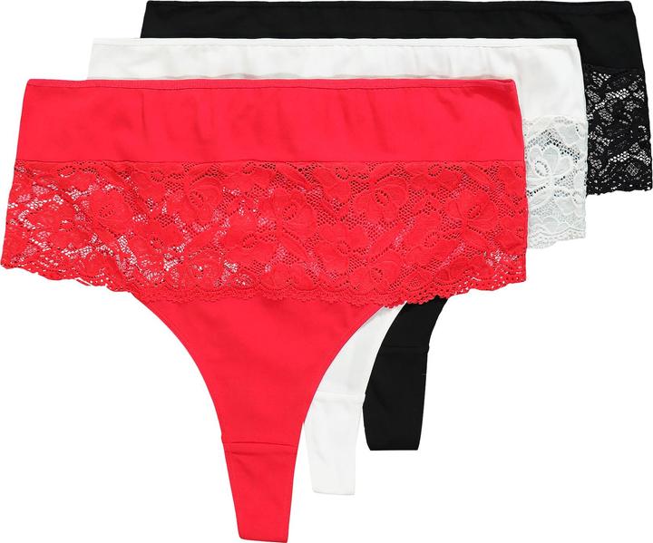 Produktbild Ulla Popken Strings, 3er-Pack, Spitzeneinsatz (58, 3er Pack)