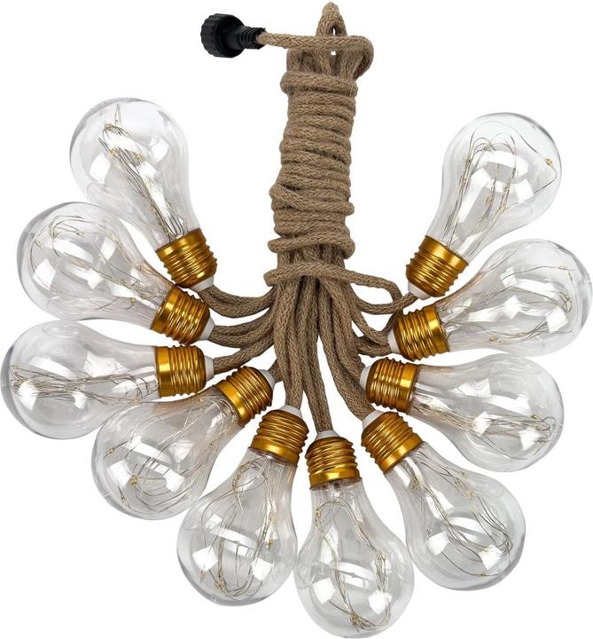 Image du produit Hermex LED-Hanfseil-Lichterkette Solar-Leuchtkette Gartenbeleuchtung Lampe (5 m)