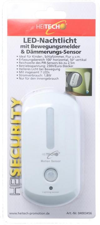 Immagine prodotto Heitech LED-Nachtlicht mit Bewegungsmelder und Dämmerungssensor