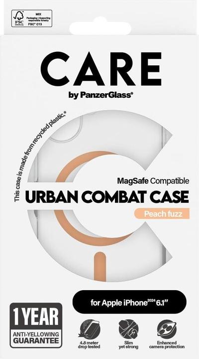 Produktbild PanzerGlass CARE by ® Flagship Case Transparent Urban Combat m. Peachy MagSafe iPhone '24 6.1" (Apple iPhone 16)