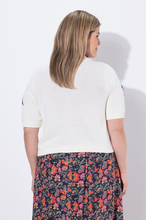 Produktbild Ulla Popken Strickjacke, Vögel, V-Ausschnitt, Halbarm (62)