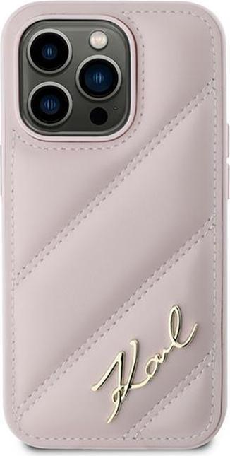 Produktbild Karl Lagerfeld KLHCP14XPQDSMGP iPhone 14 Pro Max 6.7" różowy/pink hardcase Diagonal Quilted Script (Apple iPhone 14 Pro Max)
