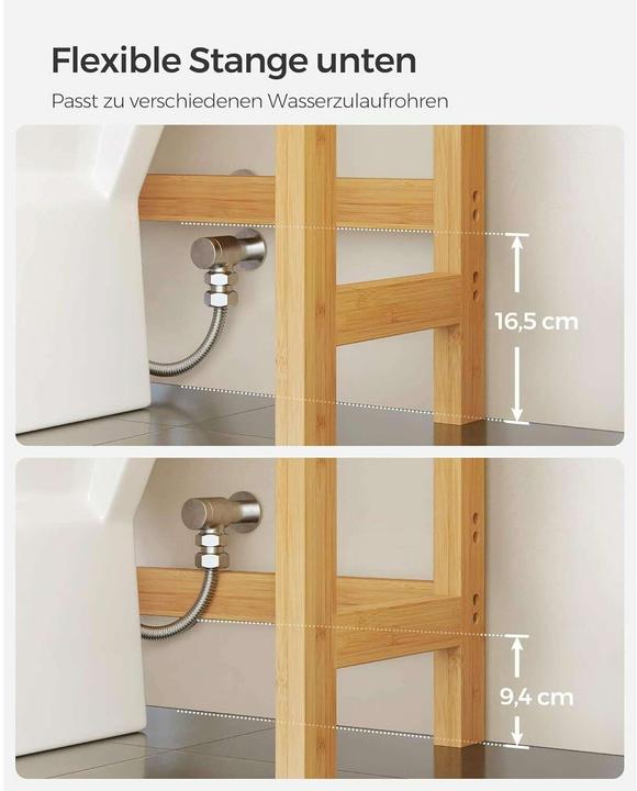 Produktbild Songmics Badezimmerregal mit 3 Ablagen 63 x 170 cm, Braun