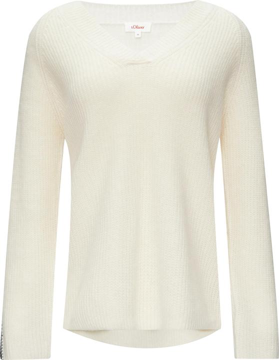 Produktbild s.Oliver Strickpullover Strickpullover mit V-Ausschnitt und Kontrast-Details (42)