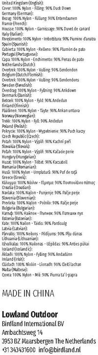 Productafbeelding Lowland OUTDOOR Donzen slaapzak - Super compact deken - 210 x 80 cm - 590gr +8C (210 cm)