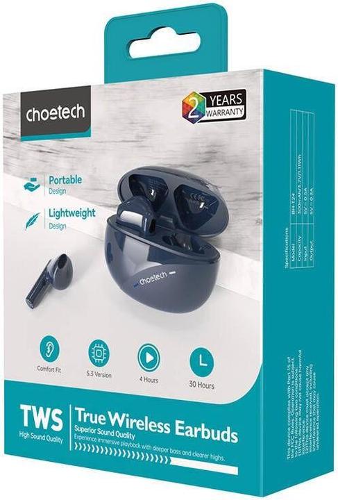 Actual product image Choetech TWS Earphones BH-T24 (dark blue) (4 h, Wireless)