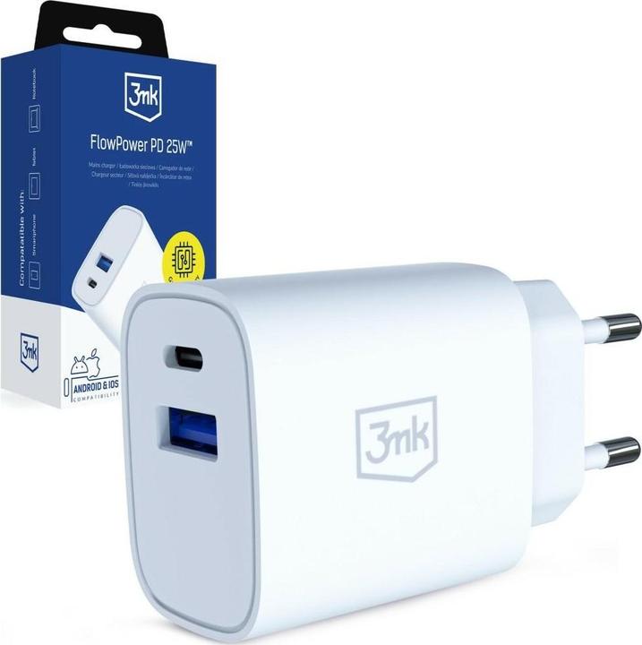 Produktbild 3MK FlowPower 25W 1A1C PD QC4+ White (25 W)