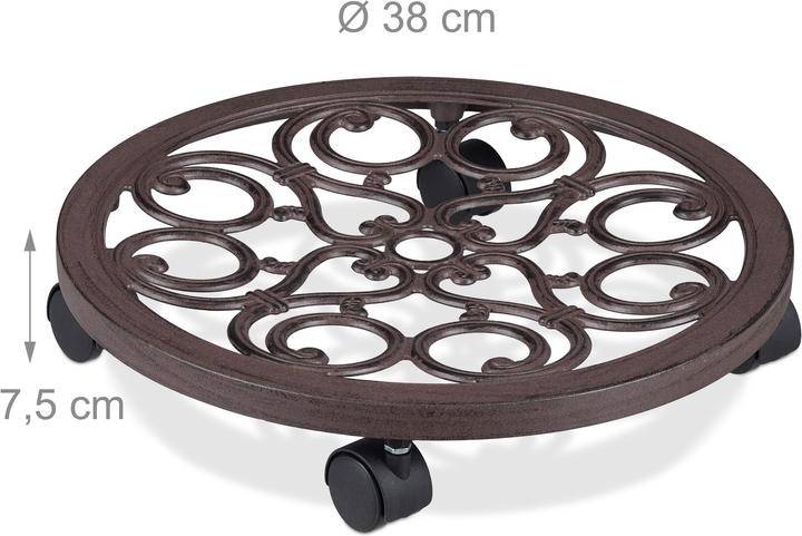 Image du produit Relaxdays Support roulant plantes rond, en métal