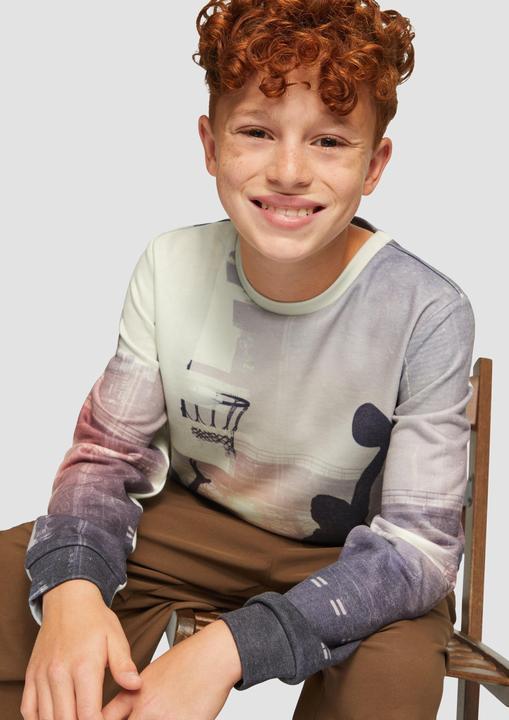 Produktbild s.Oliver Sweatshirt Sweatshirt mit Allover-Foto-Print (S)