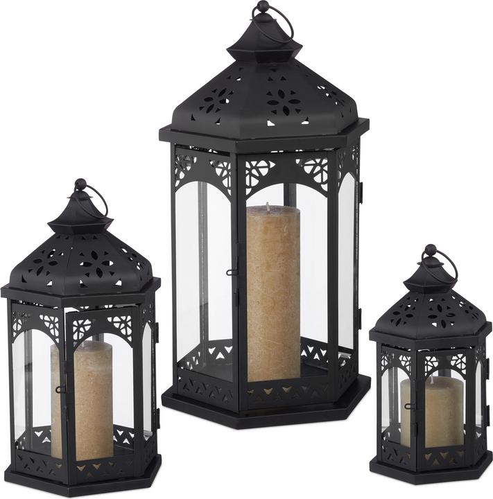Actual product image Relaxdays Set Of 3 Lanterns (23.5 x 20 x 43 cm, 3 x)