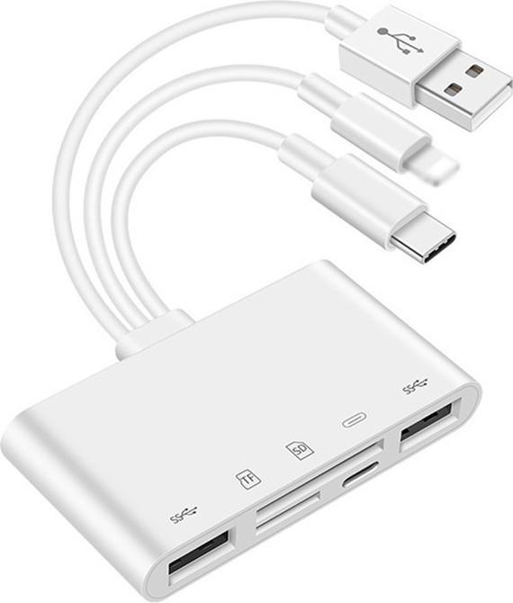 Immagine prodotto Deltalabs Lettore di schede da Lightning a SD/MicroSD e adattatore di ricarica per Apple (Lightning, MicroDot, USB tipo C, USB-A)