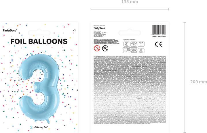 Produktbild Partydeco Zahl 3 (1 x)