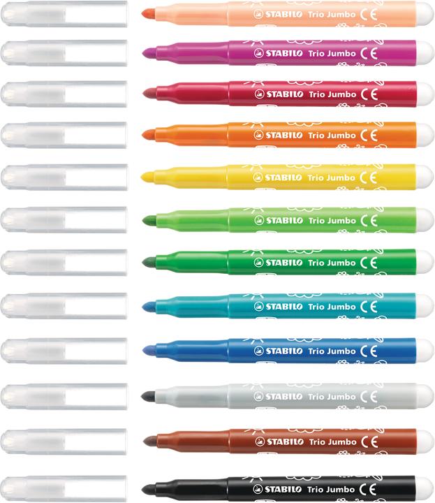 Immagine prodotto STABILO Penna Trio Jumbo con punta in feltro spessa (Multicolore, 12 x)