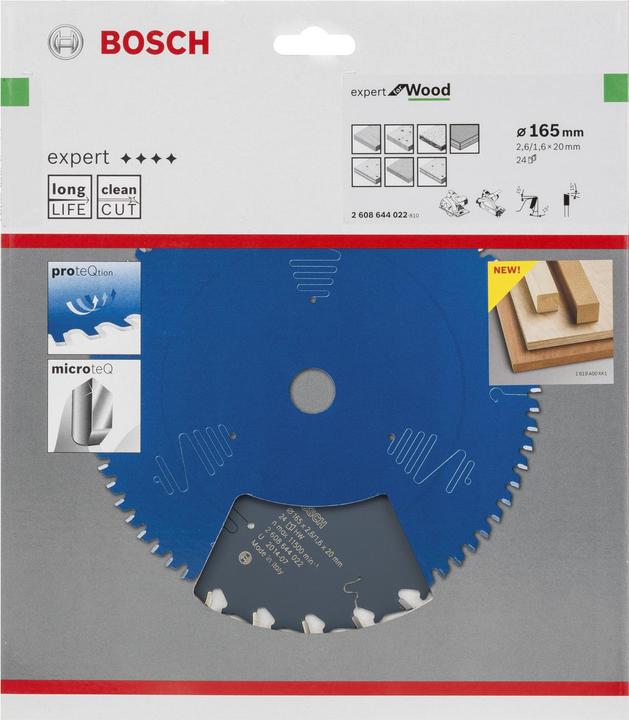 Image du produit Bosch Professional Zubehör Lame de scie circulaire Expert for Wood, 165 x 20 x 2,6 mm, 24