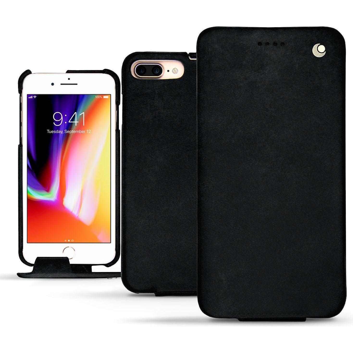 Noreve Lederschutzhülle vertikal (Apple iPhone 8 Plus), Smartphone Hülle, Schwarz