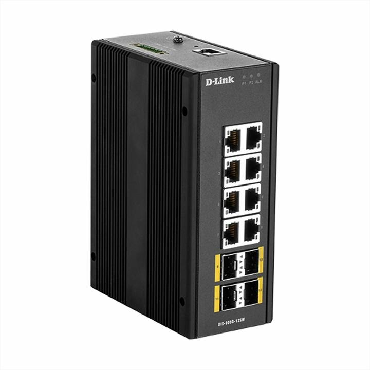 Immagine prodotto D-Link Switch industriale gestito a 12 porte L2 con 8 porte 10/100/1000BaseTX e 4 porte 100/1000BaseSFP (12 porte)