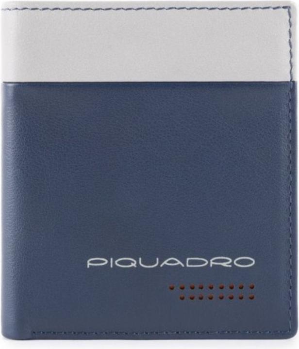 Piquadro Urban, Leather Wallet, Credit Card Case, In Blue Grey, For Men