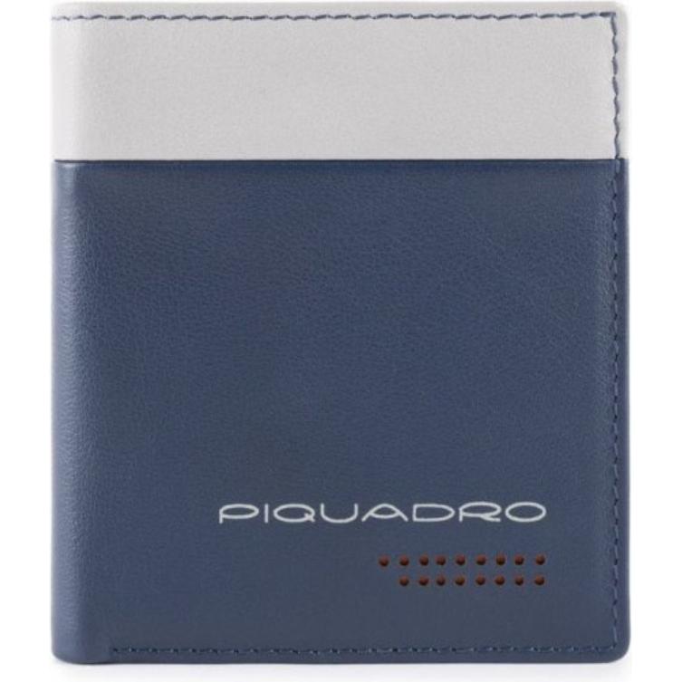 Piquadro, Herren, Portemonnaie, Urban, Leather Wallet, Credit Card Case, In Blue Grey, For Men, Blau