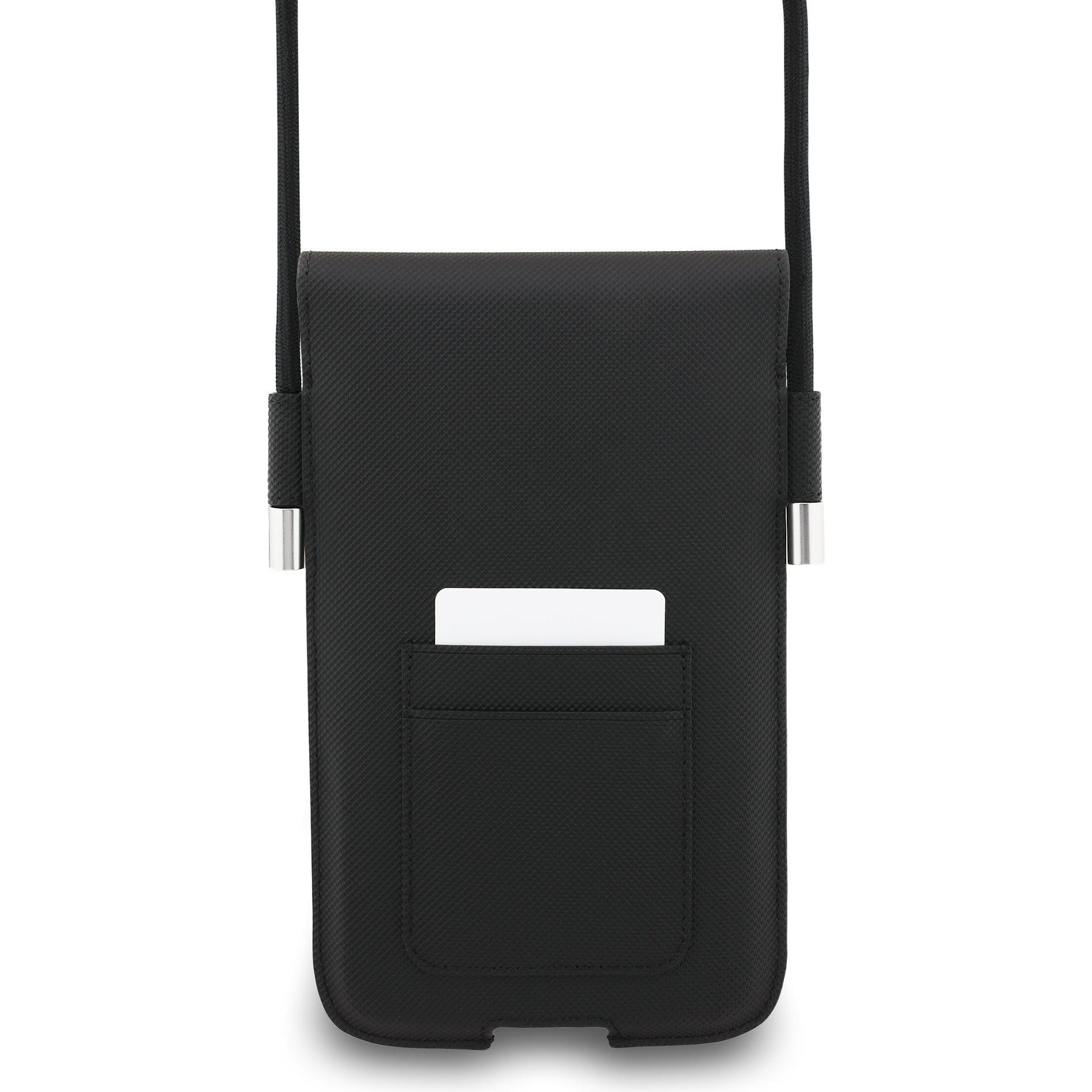 Lacoste, Borsetta, PVC Iconic Petit Pique Metal Logo Phone Pouch XL Black, Nero