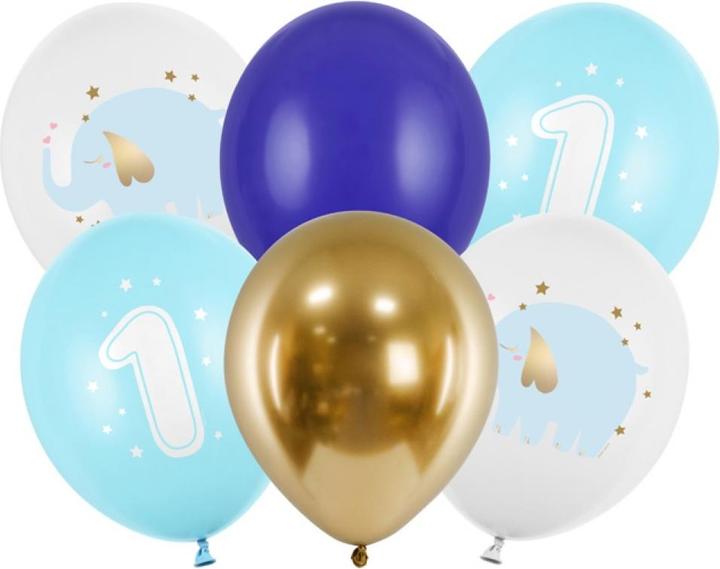 Produktbild Partydeco Ballon sortiert - 1 Jahr Blau (6St.) (6 x)