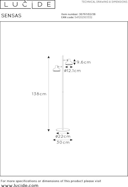 Actual product image Lucide SENSAS - Floor lamp - 2xES111 - Beige 30797/02/38 (GU10)