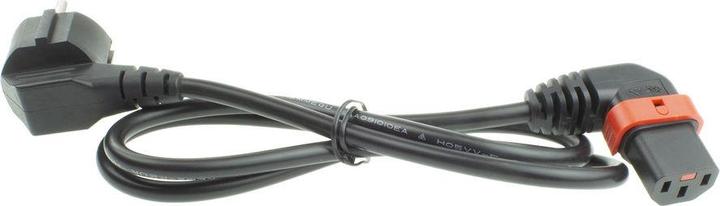 Productafbeelding Iec Lock 230V Stroomkabel CEE 7/7 male(haaks) naar C13 (haaks links) afsluitbaar, zwart, 1 meter (1 m)
