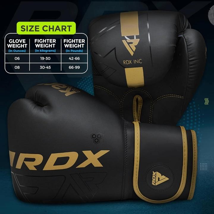 Immagine prodotto Rdx Guantoni Da Boxe F6 Oro Opaco (8 OZ, Taglia unica)