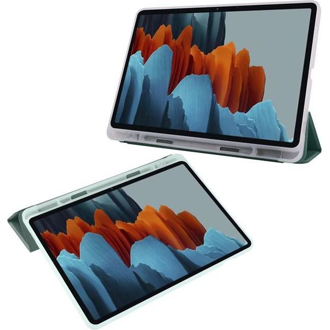 Thumbnail - MU Classic Dreifach faltbare Hülle mit Stylus Halterung (Galaxy Tab S7), Tablet Hülle, Grün