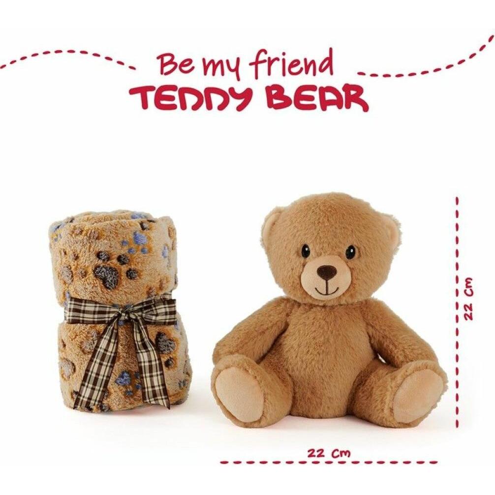 Perletti, Babydecke, Teddybär Schmusedecke + Plüschtier 22cm