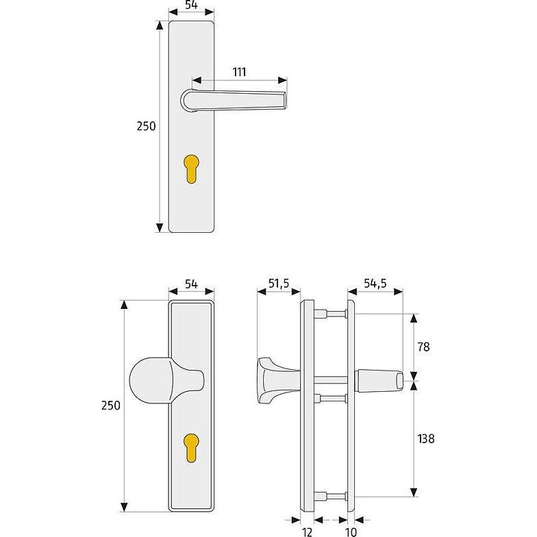 Thumbnail - Abus, Türgriff + Fenstergriff, HLT612 F2 EK Schutzbeschlag DG, neusilber (Türgarnitur)