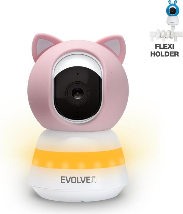Evolveo Baby Monitor LUX- Chytrá 360° videochůvička s nočním viděním, detekcí pláče a pohybu, růžová