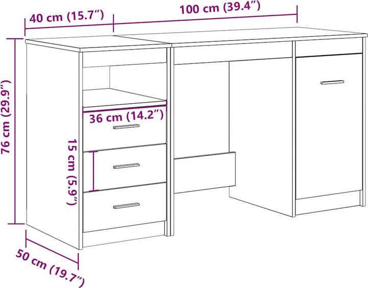 Produktbild VidaXL Schreibtisch (100 x 50 x 76 cm)